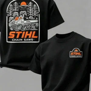 STIHL Into The Woods T-Shirt, STIHL Chainsaw Graphic Tee, Logger Lumberjack Workwear Shirt, Outdoor Woodworker Graphic T-Shirt, Forestry Logging Work Shirt, Unisex Outdoor Workwear Tee